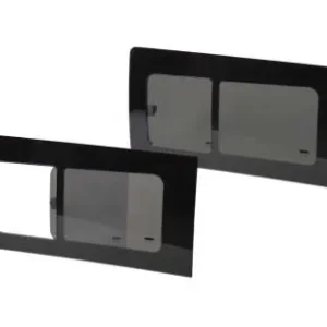 A pair of black frames with a window on the side.