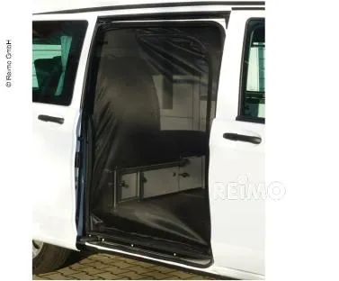 A van with its door open and the rear door opened.